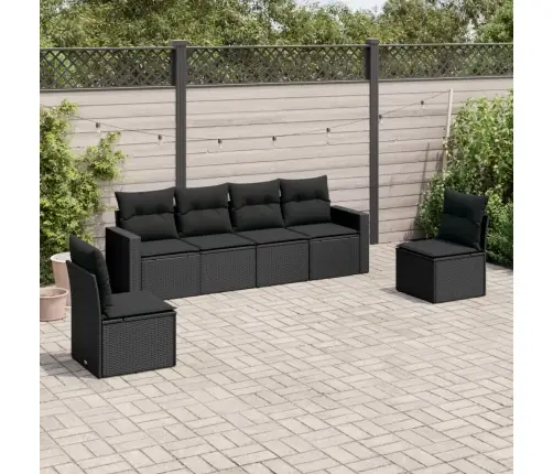 6-Daļīgs Dārza Dīvāna Komplekts, Matrači, Melna Pe Rotanpalma Vidaxl