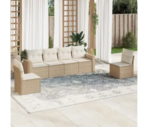 Sofos Komplektas Su Pagalvėlėmis, 6 Dalių, Smėlio, Poliratanas