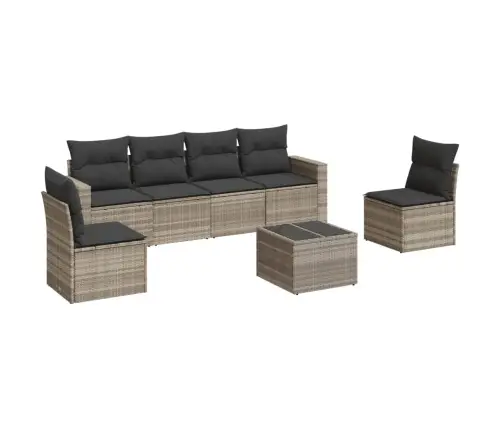 7-Osaline Aiamööblikomplekt Patjadega, Helehall, Polürotang