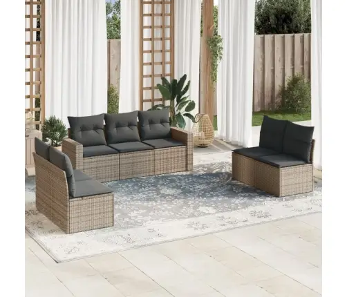 7-Daļīgs Dārza Dīvāna Komplekts, Matrači, Pelēka Pe Rotangpalma Vidaxl