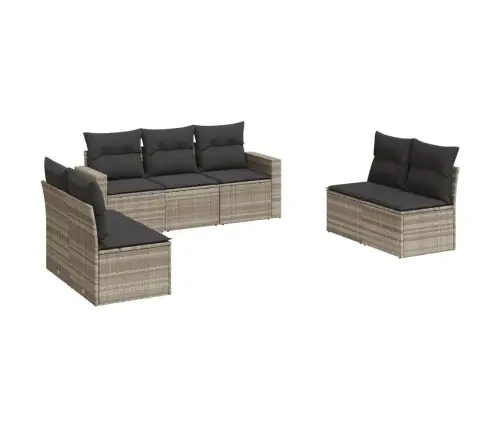 7-Daļīgs Dārza Dīvāna Komplekts,Matrači, Gaiši Pelēka Pe Pinums Vidaxl