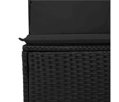 Sofos Komplektas Su Pagalvėlėmis, 8 Dalių, Juodas, Poliratanas