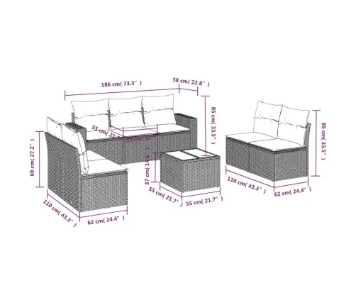 8-Daļīgs Dārza Dīvāna Komplekts Ar Matračiem, Pelēks Pe Pinums Vidaxl