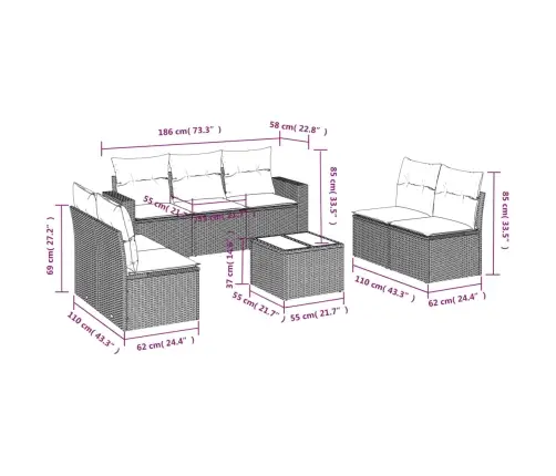 8-Daļīgs Dārza Dīvānu Komplekts, Matrači, Brūna Pe Rotangpalma Vidaxl