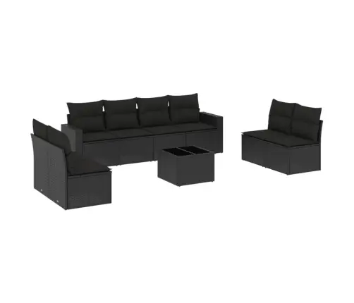 Sodo Komplektas Su Pagalvėlėmis, 9 Dalių, Juodas, Poliratanas