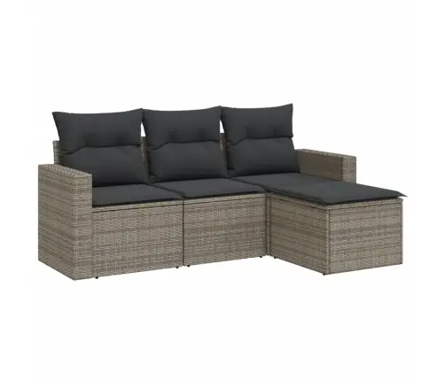 Sodo Komplektas Su Pagalvėlėmis, 4 Dalių, Pilkas, Poliratanas