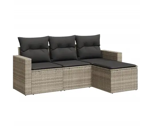 4-Daļīgs Dārza Dīvānu Komplekts,Matrači, Gaiši Pelēka Pe Pinums Vidaxl