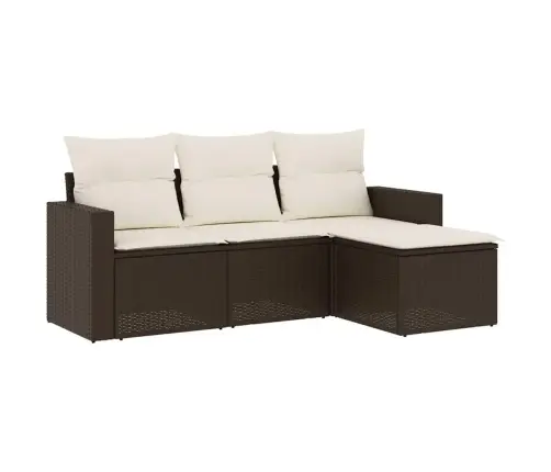 4-Daļīgs Dārza Dīvānu Komplekts, Matrači, Brūna Pe Rotangpalma Vidaxl