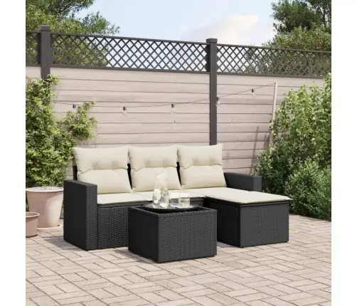 5-Daļīgs Dārza Dīvāna Komplekts Ar Matračiem, Pe Rotangpalma Vidaxl