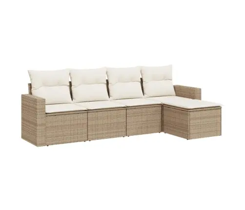 5-Daļīgs Dārza Dīvāna Komplekts, Matrači, Bēša Pe Rotangpalma Vidaxl