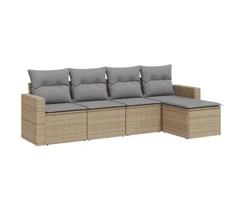 Sofos Komplektas Su Pagalvėlėmis, 5 Dalių, Smėlio, Poliratanas