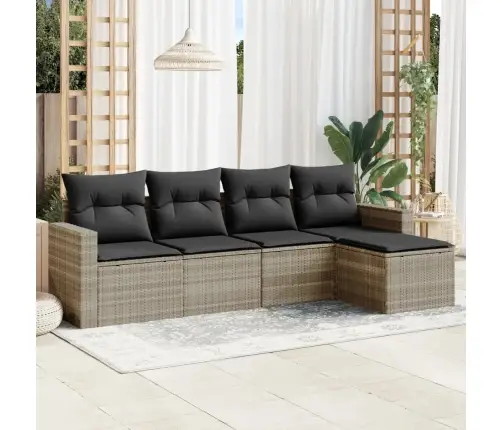 5-Osaline Aiamööblikomplekt Patjadega, Helehall, Polürotang