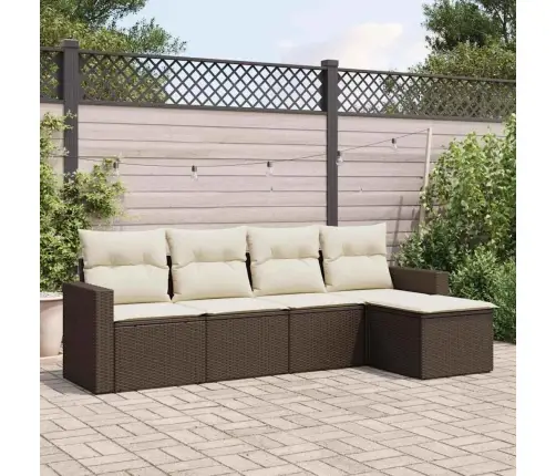 5-Daļīgs Dārza Dīvānu Komplekts, Matrači, Brūna Pe Rotangpalma Vidaxl