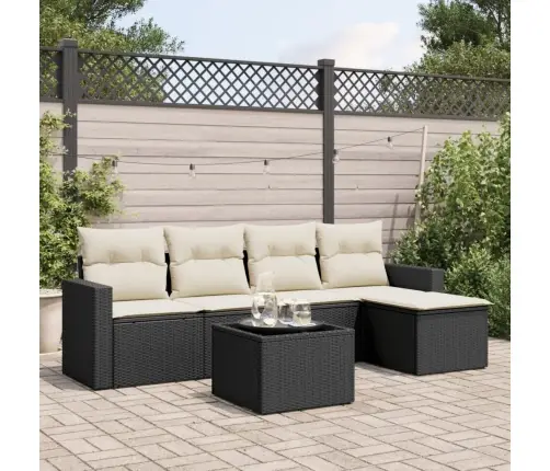 6-Daļīgs Dārza Dīvāna Komplekts, Matrači, Melna Pe Rotanpalma Vidaxl