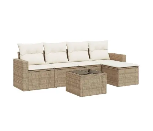 6-Daļīgs Dārza Dīvāna Komplekts, Matrači, Bēša Pe Rotangpalma Vidaxl