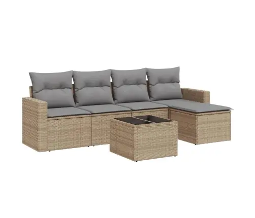 6-Daļīgs Dārza Dīvāna Komplekts, Matrači, Bēša Pe Rotangpalma Vidaxl