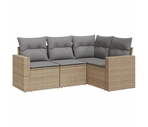 4-Daļīgs Dārza Dīvāna Komplekts, Matrači, Bēša Pe Rotangpalma Vidaxl