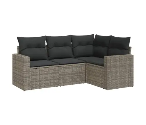 4-Osaline Aiamööbli Komplekt Patjadega, Hall, Polürotang