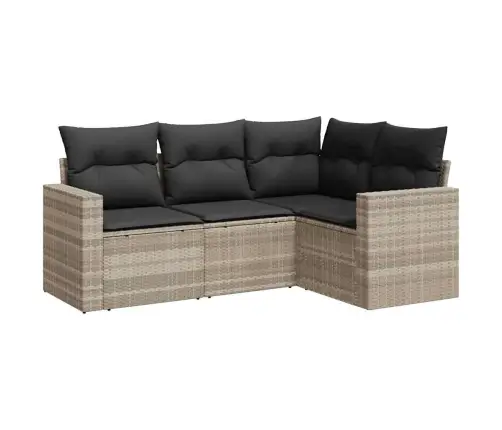 4-Daļīgs Dārza Dīvānu Komplekts,Matrači, Gaiši Pelēka Pe Pinums Vidaxl