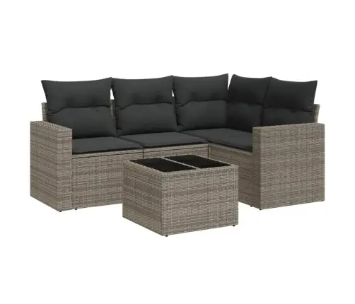 Sofos Komplektas Su Pagalvėlėmis, 5 Dalių, Pilkas, Poliratanas