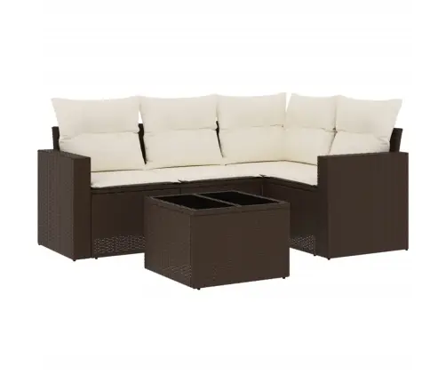 5-Daļīgs Dārza Dīvānu Komplekts, Matrači, Brūna Pe Rotangpalma Vidaxl