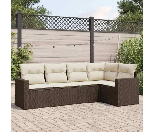 5-Osaline Aiamööblikomplekt Patjadega, Pruun, Polürotang