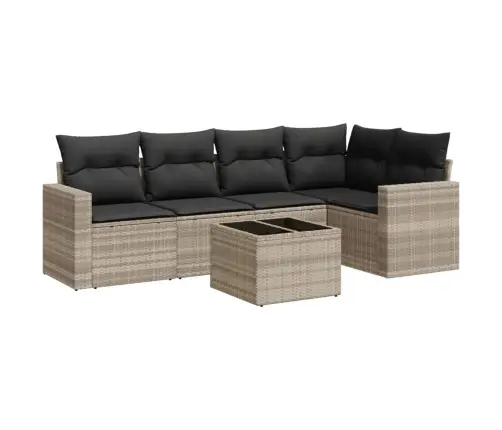 Sofos Komplektas Su Pagalvėlėmis, 6 Dalių, Pilkas, Poliratanas