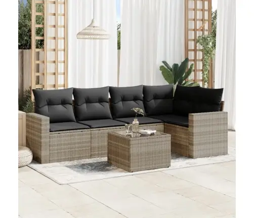 Sofos Komplektas Su Pagalvėlėmis, 6 Dalių, Pilkas, Poliratanas