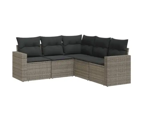 5-Daļīgs Dārza Dīvāna Komplekts Ar Matračiem, Pelēks Pe Pinums Vidaxl