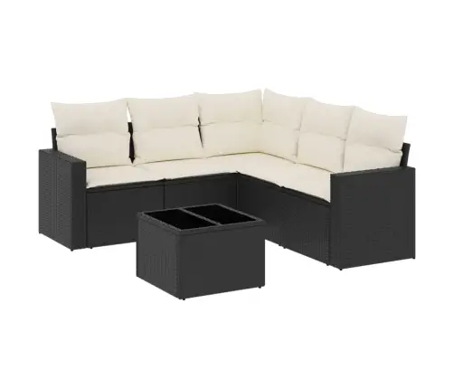 6-Daļīgs Dārza Dīvāna Komplekts, Matrači, Melna Pe Rotanpalma Vidaxl