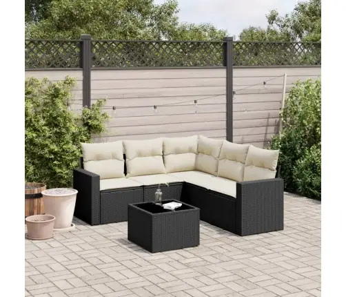 6-Daļīgs Dārza Dīvāna Komplekts, Matrači, Melna Pe Rotanpalma Vidaxl