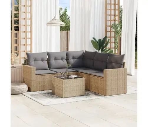 6-Osaline Aiadiivani Komplekt Patjadega, Beež, Polürotang