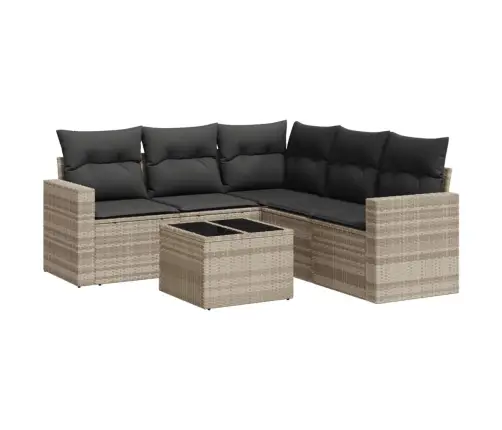 6-Daļīgs Dārza Dīvānu Komplekts,Matrači, Gaiši Pelēka Pe Pinums Vidaxl