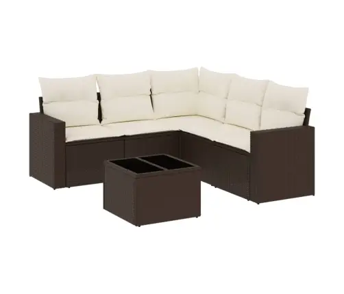 6-Daļīgs Dārza Dīvānu Komplekts, Matrači, Brūna Pe Rotangpalma Vidaxl