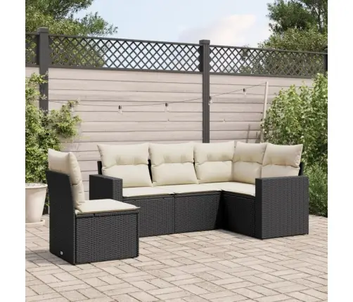 5-Daļīgs Dārza Dīvāna Komplekts Ar Matračiem, Pe Rotangpalma Vidaxl