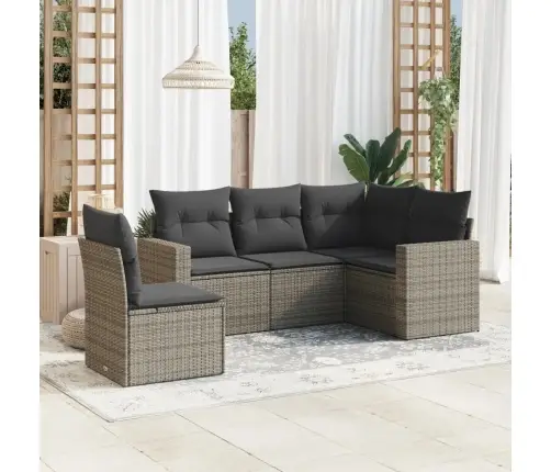 5-Osaline Aiamööblikomplekt Istmepatjadega, Polürotang, Hall