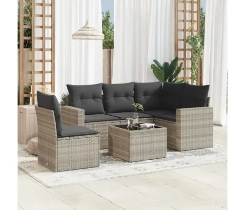 Sofos Komplektas Su Pagalvėlėmis, 6 Dalių, Pilkas, Poliratanas