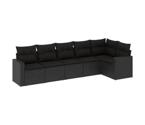 6-Daļīgs Dārza Dīvāna Komplekts, Matrači, Melna Pe Rotanpalma Vidaxl