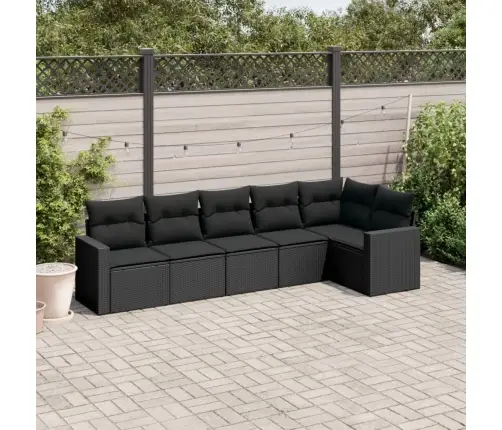 6-Daļīgs Dārza Dīvāna Komplekts, Matrači, Melna Pe Rotanpalma Vidaxl