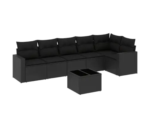 7-Daļīgs Dārza Dīvāna Komplekts Ar Matračiem, Melna Pe Vidaxl