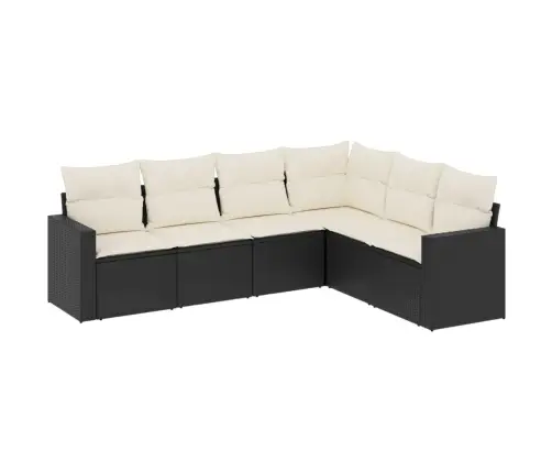 6-Daļīgs Dārza Dīvāna Komplekts, Matrači, Melna Pe Rotanpalma Vidaxl