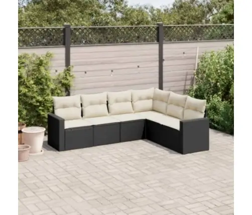 6-Daļīgs Dārza Dīvāna Komplekts, Matrači, Melna Pe Rotanpalma Vidaxl