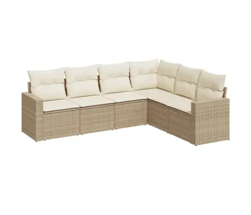 6-Daļīgs Dārza Dīvāna Komplekts, Matrači, Bēša Pe Rotangpalma Vidaxl