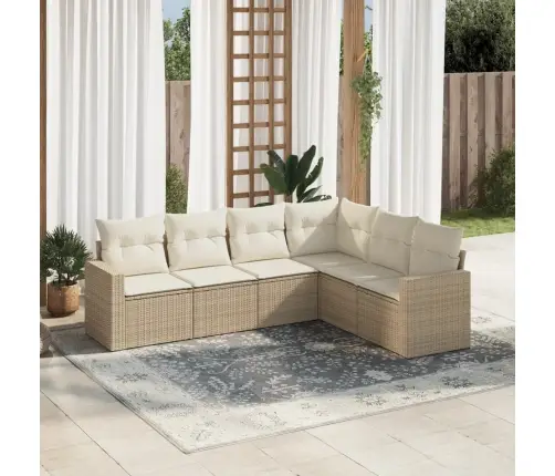 6-Daļīgs Dārza Dīvāna Komplekts, Matrači, Bēša Pe Rotangpalma Vidaxl