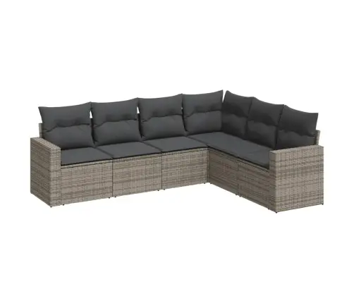 6-Daļīgs Dārza Dīvāna Komplekts Ar Matračiem, Pelēks Pe Pinums Vidaxl