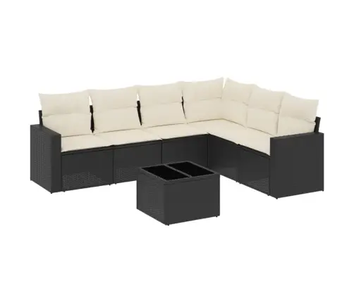 7-Daļīgs Dārza Dīvāna Komplekts Ar Matračiem, Melna Pe Vidaxl