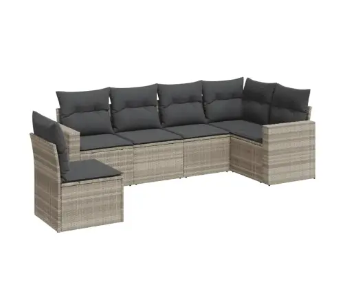 Sofos Komplektas Su Pagalvėlėmis, 6 Dalių, Pilkas, Poliratanas