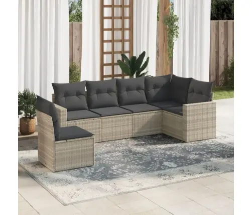 Sofos Komplektas Su Pagalvėlėmis, 6 Dalių, Pilkas, Poliratanas