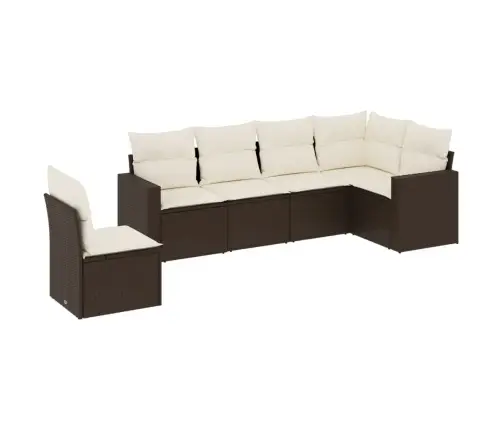 Sofos Komplektas Su Pagalvėlėmis, 6 Dalių, Rudas, Poliratanas