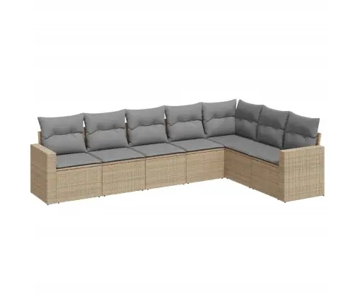 7-Daļīgs Dārza Dīvāna Komplekts, Matrači, Bēša Pe Rotangpalma Vidaxl